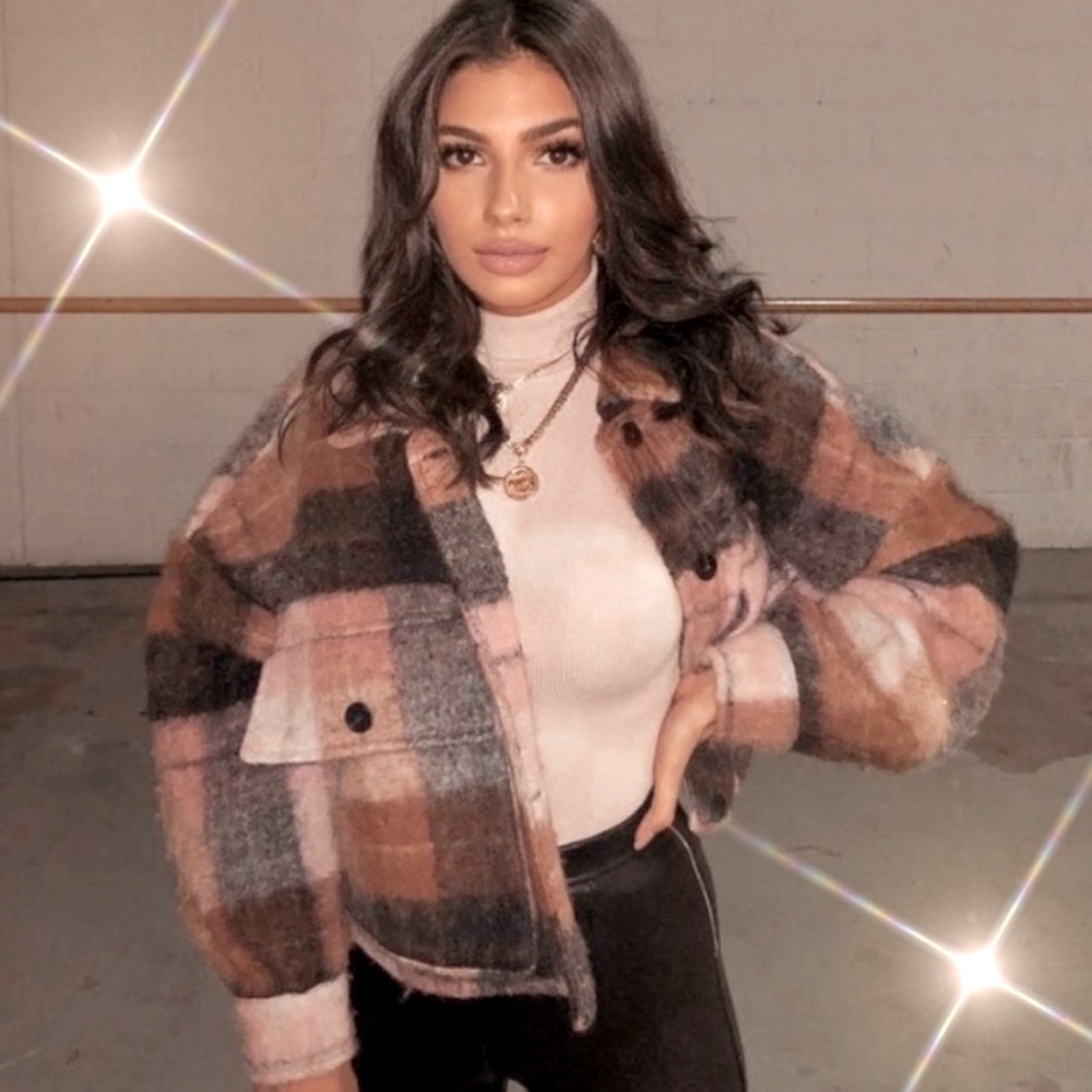 Crop flannel jacket